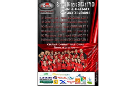 Journée de championnat national salle A.Calmat à 17 heures le samedi 16 mars 2013 : du jamais vu 6 équipes à domicile pour un RDV marquant