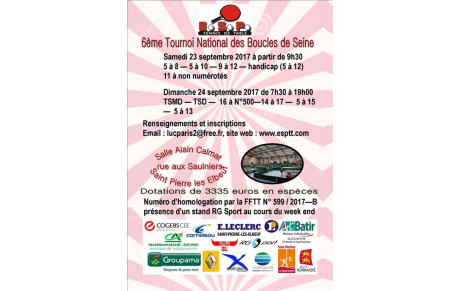 6eme tournoi National des Boucles de Seine les 23 et 24 septembre 2017